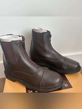 Equine Athletics Youth Brown Front Zip Paddock Equestrian Horseback Riding Boots
